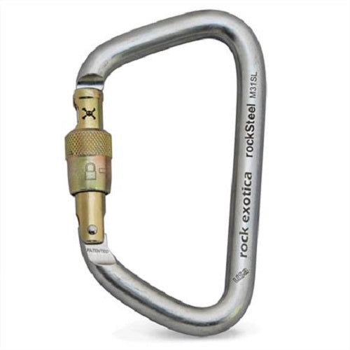 USA-made Rock Exotica rockSteel High-strength Screw Gate Carabiner