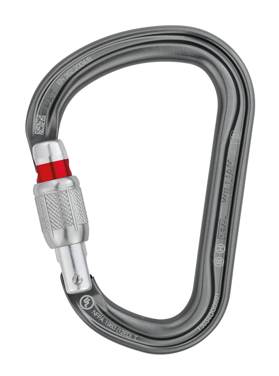 Petzl William Aluminum Screw Gate Carabiner with Keylock System