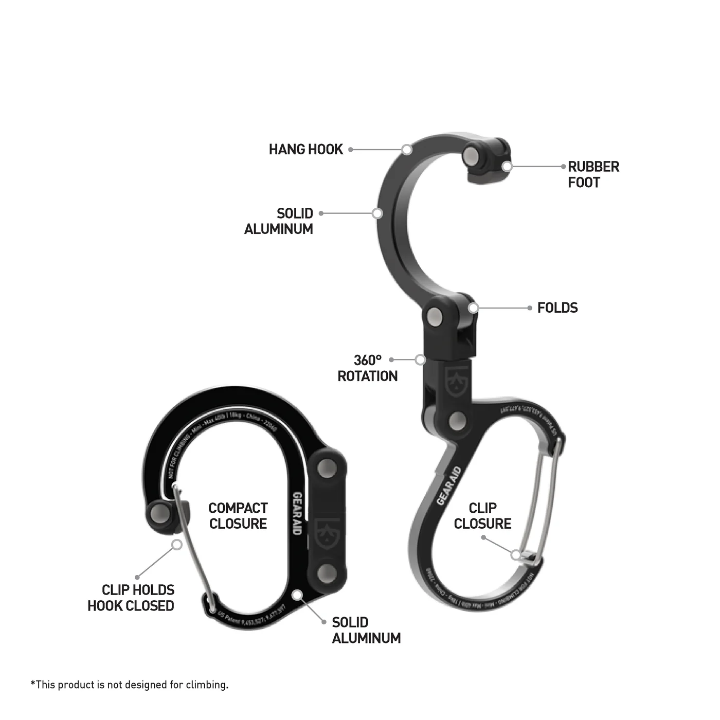 Gear Aid Mini Heroclip - Versatile 360° Rotating Gear Clip for Small Items
