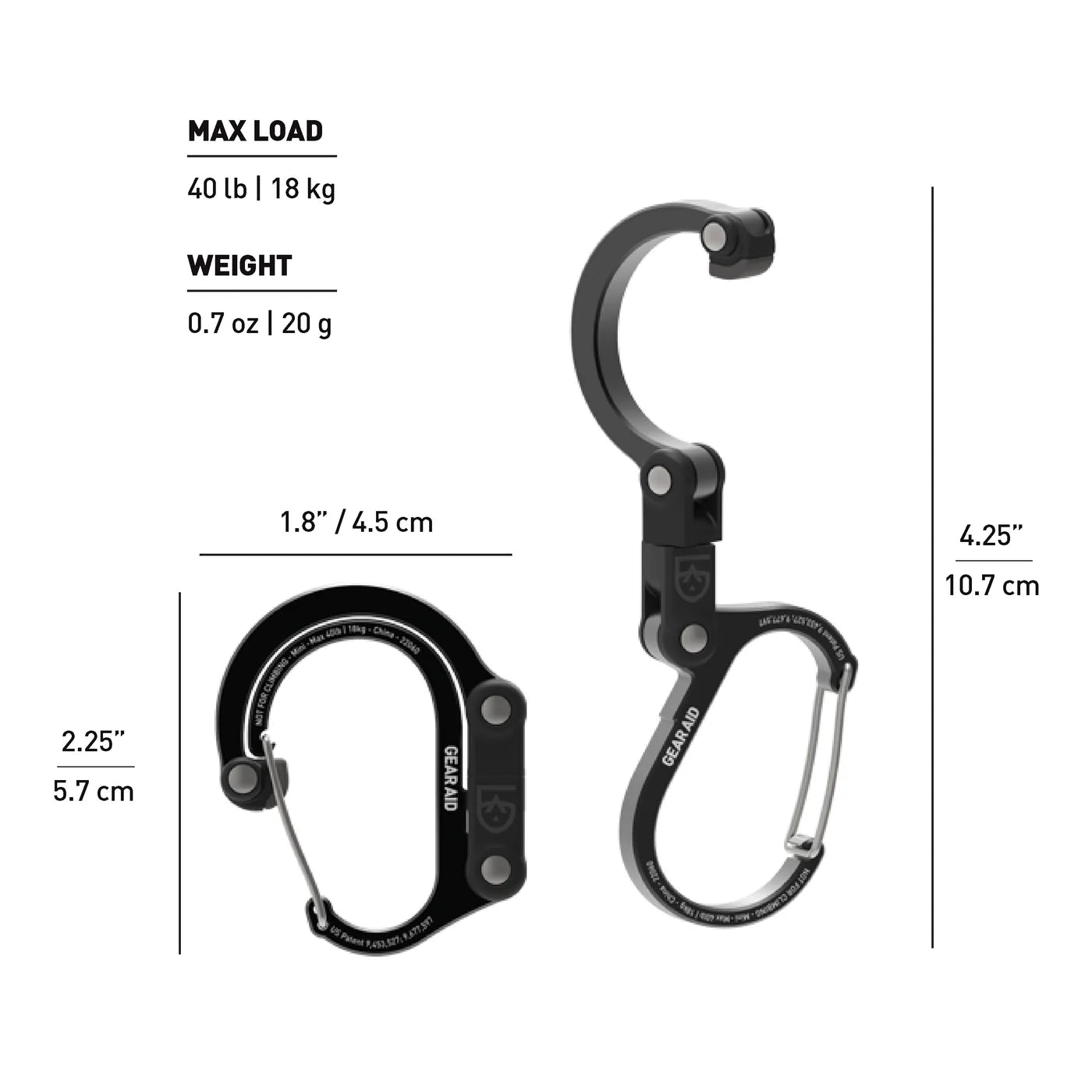 Gear Aid Mini Heroclip - Versatile 360° Rotating Gear Clip for Small Items