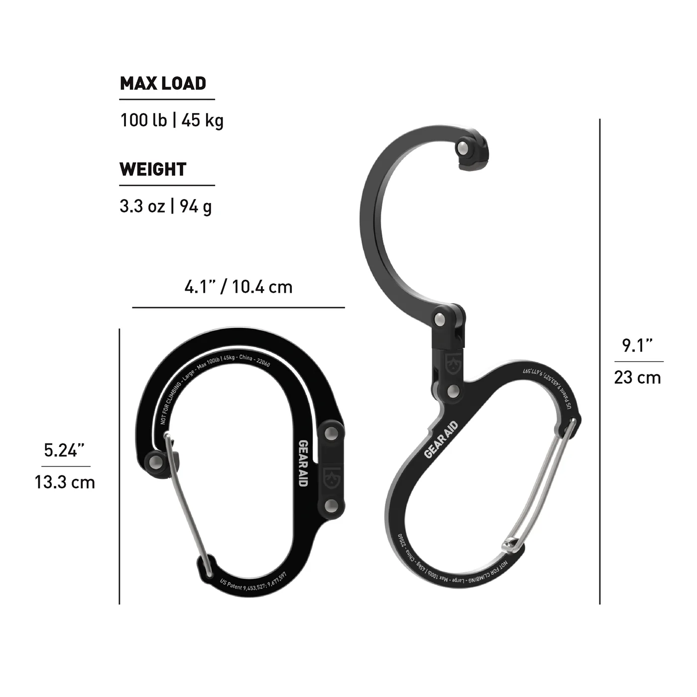 Large-Sized Gear Aid Heroclip for Heavy-Duty Gear Up to 100lbs