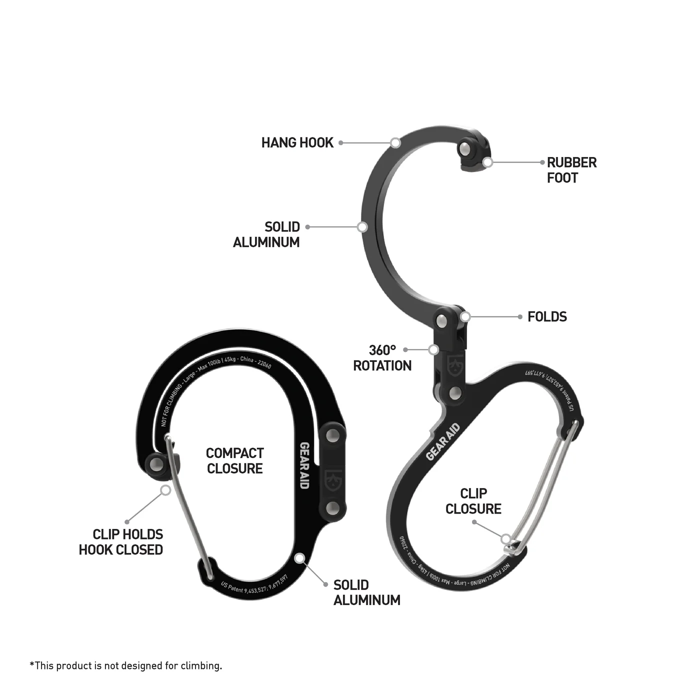 Large-Sized Gear Aid Heroclip for Heavy-Duty Gear Up to 100lbs